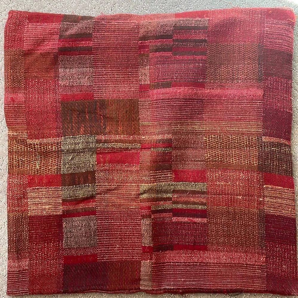 Set of 2 Crate & Barrel 23x23 Pillow Shams - woven patchwork pattern